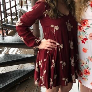 Free People swing dress in wine red